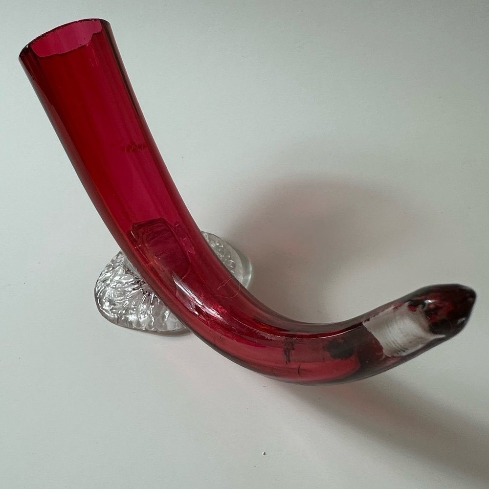 Scandinavian‎ Red Glass Drinking Horn
